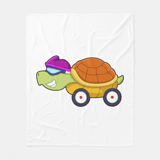 Turtle with Shell as Car フリースブランケット (正面)