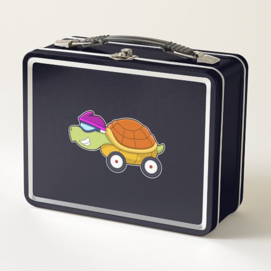 Turtle with Shell as Car メタルランチボックス (正面)