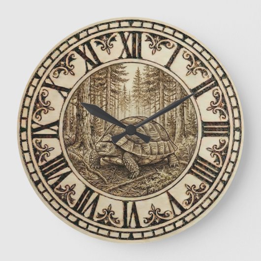 Turtle Wooden Wall Clock  ラージ壁時計 (正面)