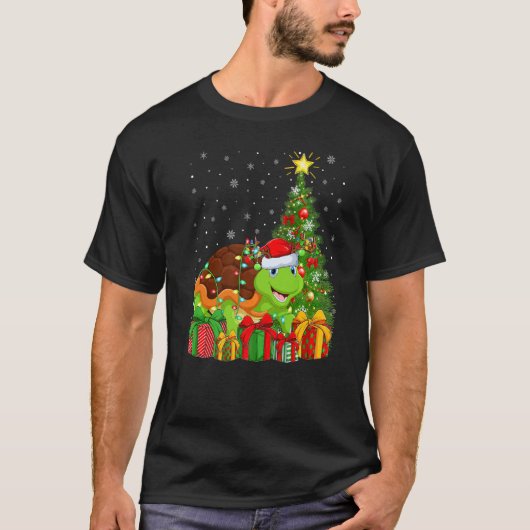 Turtle  Xmas Holiday Santa Turtle Christmas Tree Tシャツ (正面)