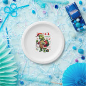 Turtle Xmas Lights Ugly Santa Turtle Christmas Tan ペーパープレート (パーティー)