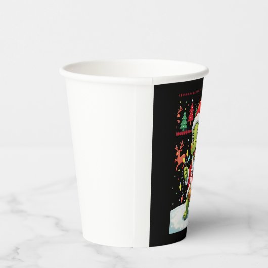 Turtle Xmas Lights Ugly Santa Turtle Christmas Tan 紙コップ (右)