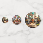 Turtles celebrating birthday with cake and hats コンフェッティ (正面)