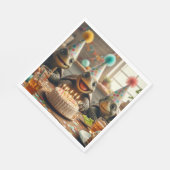 Turtles celebrating birthday with cake and hats  スタンダードランチョンナプキン (角)