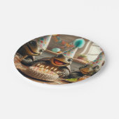 Turtles celebrating birthday with cake and hats In ペーパープレート (アングル)