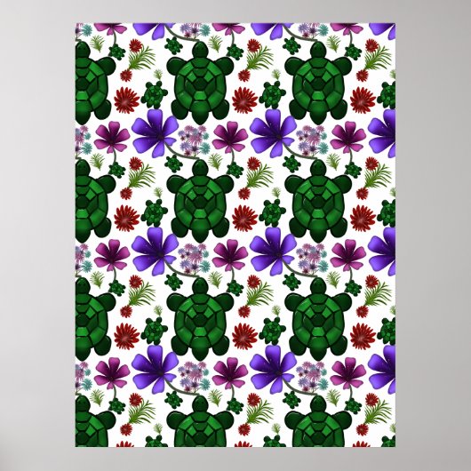 Turtles floral pattern  ポスター (正面)