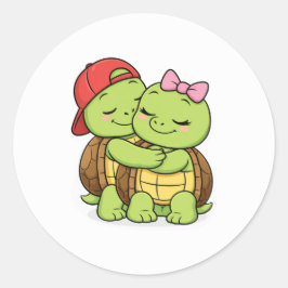 Turtles in a sweet embrace ラウンドシール