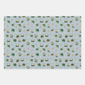 Turtles & Lily Pads on Pale Gray-Blue ラッピングペーパーシート (正面2)