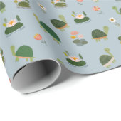 Turtles & Lily Pads on Pale Gray-Blue ラッピングペーパー (ロールコーナー)