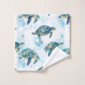 Turtles Watercolor Pattern バスタオルセット (ウォッシュタオル)