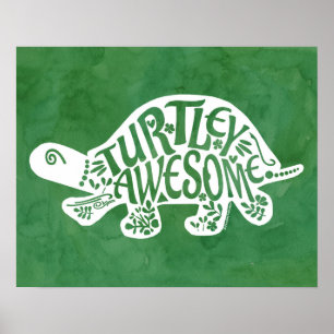 Turtleyの素晴らしいカメのおもしろいなカメのしゃれSulcata ポスター