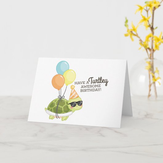 Turtleyの素晴らしい誕生日 カード (黄色い花)