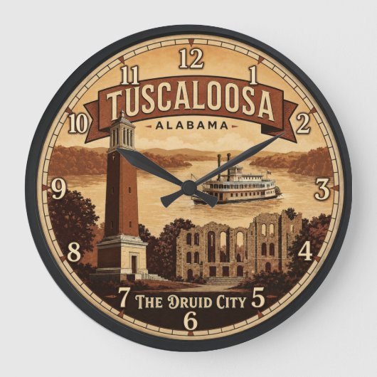 Tuscaloosa Alabama ラージ壁時計 (正面)