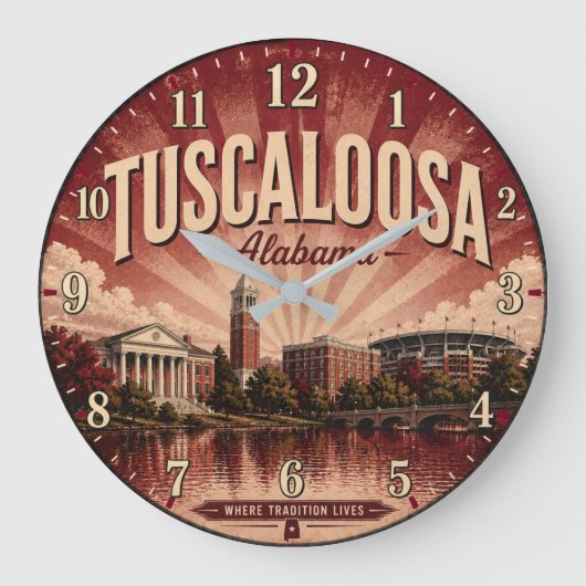 Tuscaloosa Alabama ラージ壁時計 (正面)