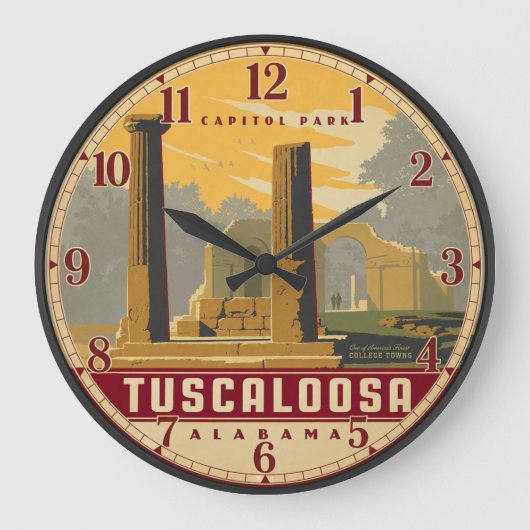 Tuscaloosa Alabama Capitol Park Travel Poster ラージ壁時計 (正面)