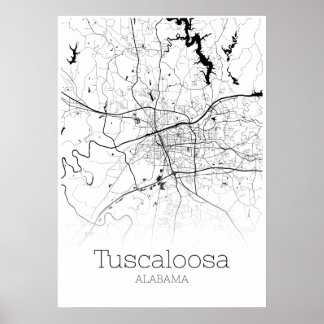 Tuscaloosa Map - Alabama - City Map Poster ポスター