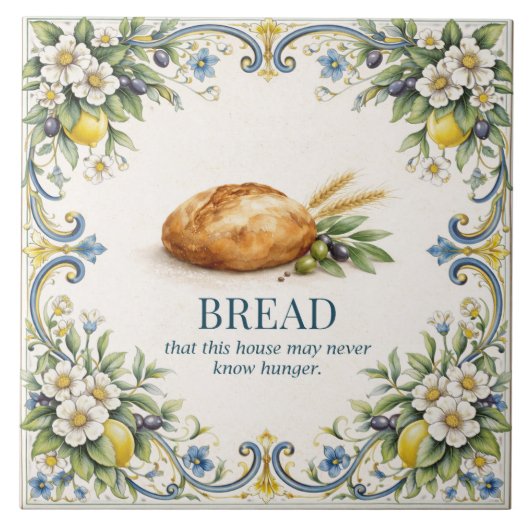 Tuscan Bread Kitchen Blessing Mediterranean タイル (正面)