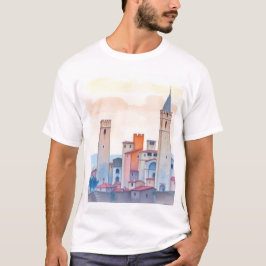 Tuscan Dreams: San Gimignano Watercolor T-Shirt Tシャツ