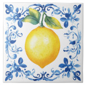 Tuscan Rustic Mediterranean Blue Lemon タイル (正面)