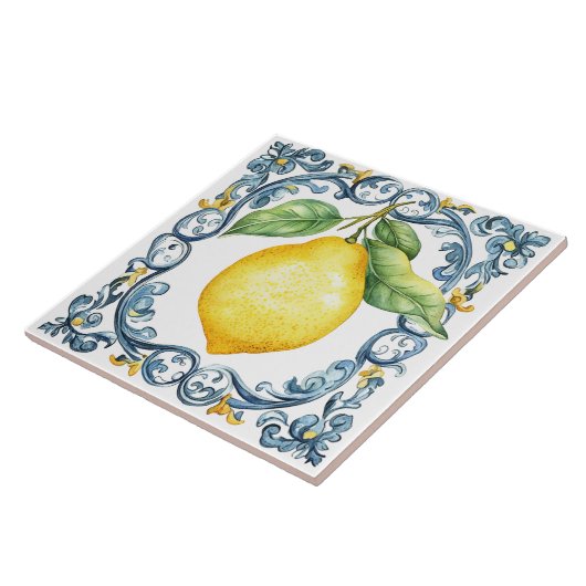 Tuscan Rustic Mediterranean Blue & Yellow タイル (側面)