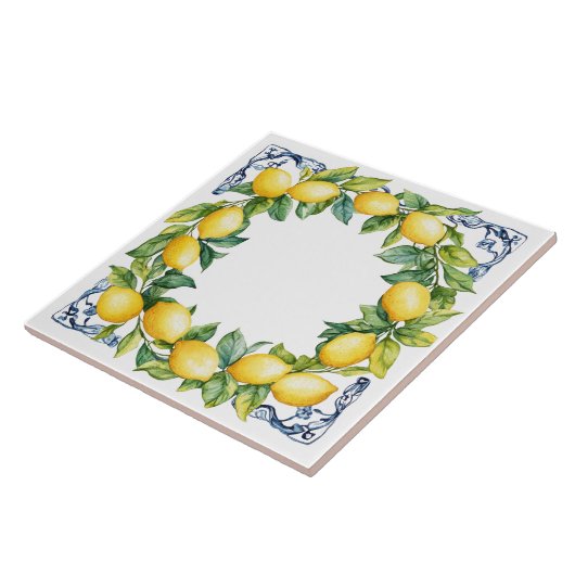 Tuscan Rustic Mediterranean Yellow Lemon Wreath タイル (側面)