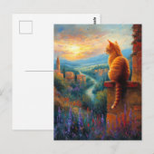 Tuscan Sunset with a Ginger Cat ポストカード (正面/裏面)