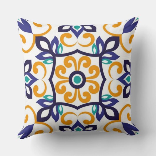 Tuscan Verve Vibrant Scrollwork Mediterranean クッション (裏面)