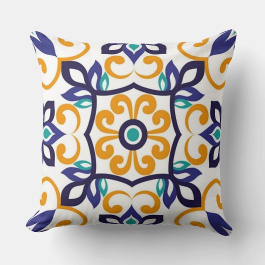 Tuscan Verve Vibrant Scrollwork Mediterranean クッション (正面)