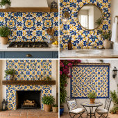 Tuscan Verve Vibrant Scrollwork  Mediterranean  タイル