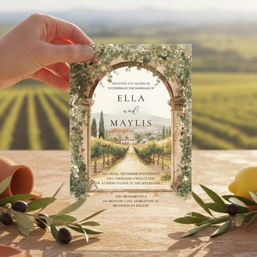 Tuscan Vineyard アクリル ウェディング | イタリア アクリル招待状