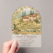 Tuscan Vineyard Arch Acrylic Wedding Invitation アクリル招待状 (インサイチュ (ポータブル))