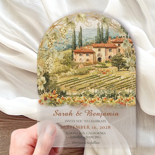 Tuscan Vineyard Arch Acrylic Wedding Invitation アクリル招待状