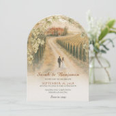 Tuscan Vineyard Elegant Arch Wedding  Invitation 招待状 (スタンド正面)