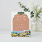 Tuscan Vineyard Terracotta Save the Date Card 案内ポストカード (スタンド正面)