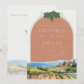 Tuscan Vineyard Terracotta Wedding  招待状 (正面/裏面)
