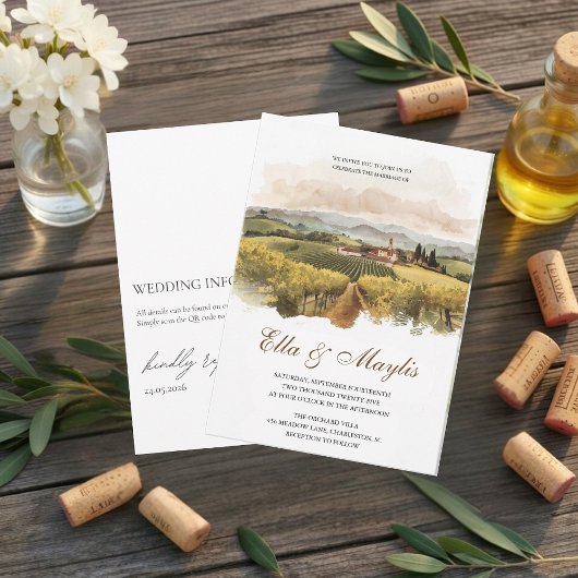 Tuscan Vineyard Wedding | Italian Countryside 招待状