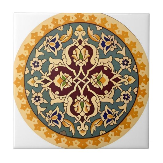 tuscan yellow green flower pattern tiles タイル (正面)