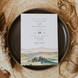 TUSCANYイタリアの水の色スカイライン結婚写真 招待状