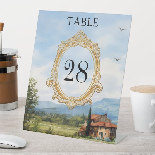 Tuscany Countryside Wedding Table Number 台座サイン (インサイチュ)