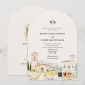 Tuscany Italy Arched Destination Wedding 招待状 (正面/裏面)