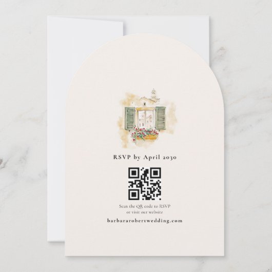 Tuscany Italy Arched Destination Wedding 招待状 (裏面)