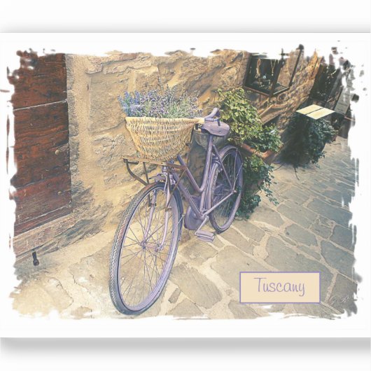 Tuscany. Italy. Cortona. Bicycle. シール (正面)