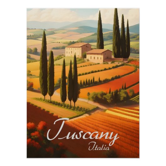 Tuscany Italy Countryside Travel Poster ポスター (正面)