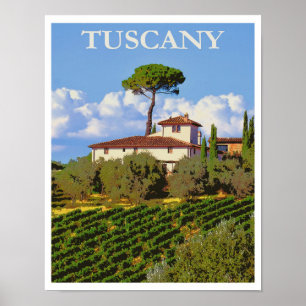 Tuscany Italy Italian Villa Retro Vintage Travel ポスター