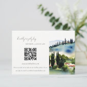 Tuscany Italy Landscape結婚のQRコードRSVP エンクロージャーカード (スタンド正面)