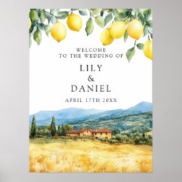 Tuscany Italy Lemons Wedding Welcome Sign ポスター