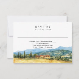 Tuscany Italy Rustic Country Watercolor Wedding 出欠カード