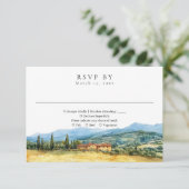 Tuscany Italy Rustic Country Watercolor Wedding 出欠カード (スタンド正面)