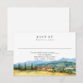 Tuscany Italy Rustic Country Watercolor Wedding 出欠カード (正面/裏面)