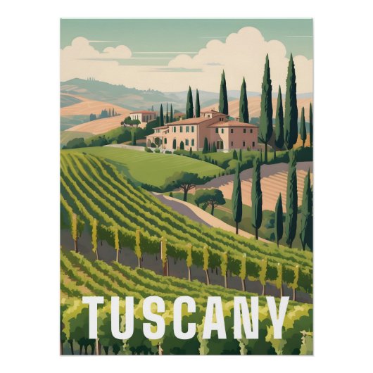 Tuscany Italy Travel Poster ポスター (正面)